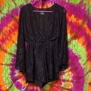 Rise of Dawn black lace romper, XS
